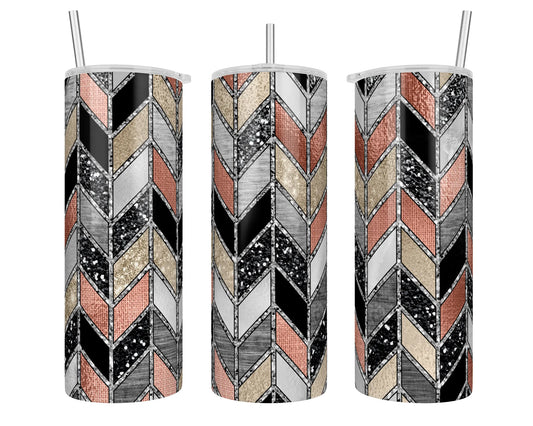 20 oz Pink and Silver Tangram Sublimation Tumbler