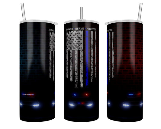 Police Distressed Flag Sublimation Tumbler