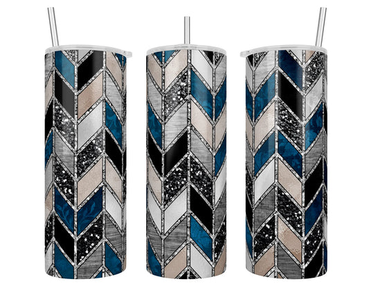 20 oz Skinny Teal and Silver Tangram Sublimation Tumbler